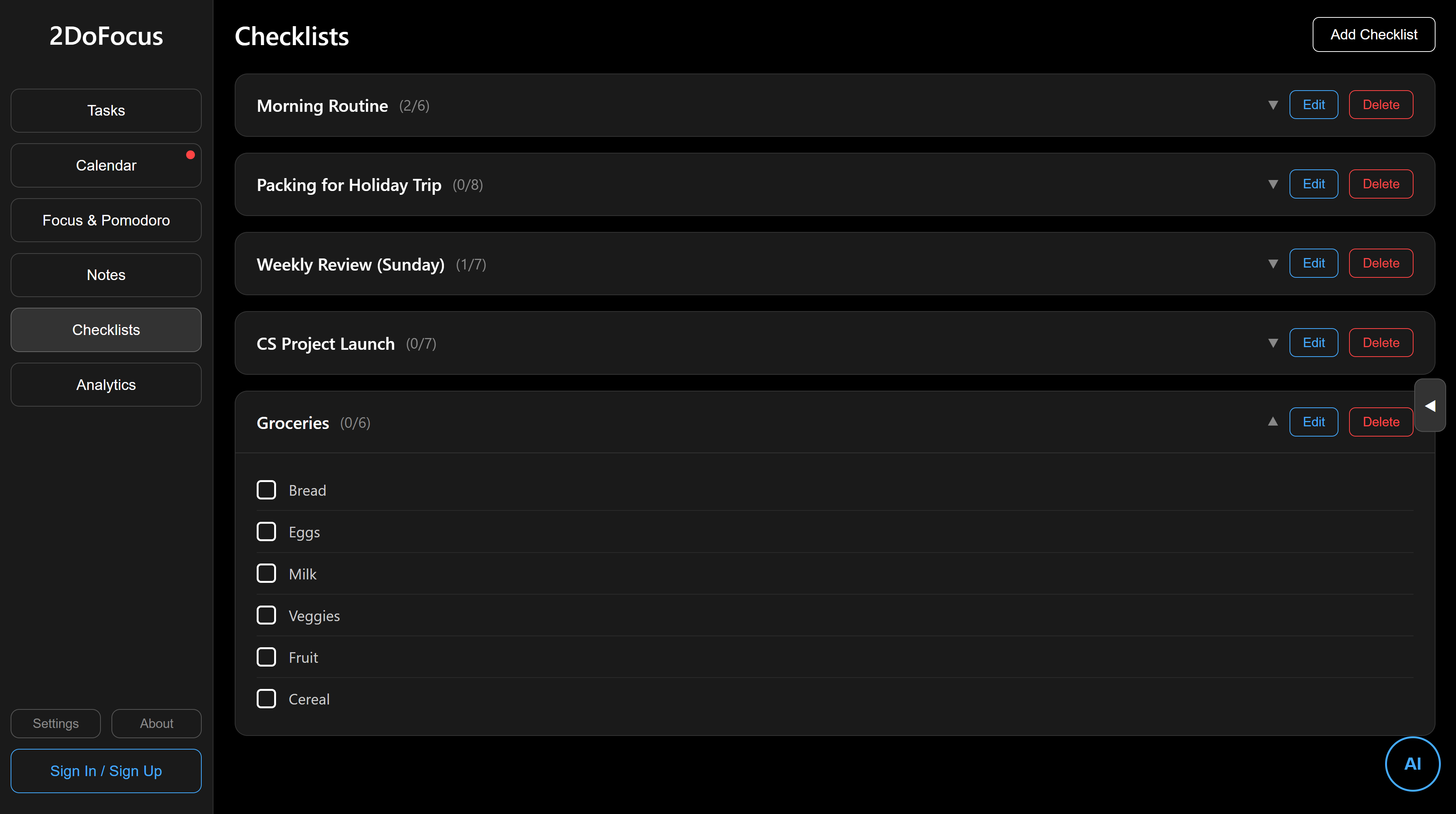 Checklists